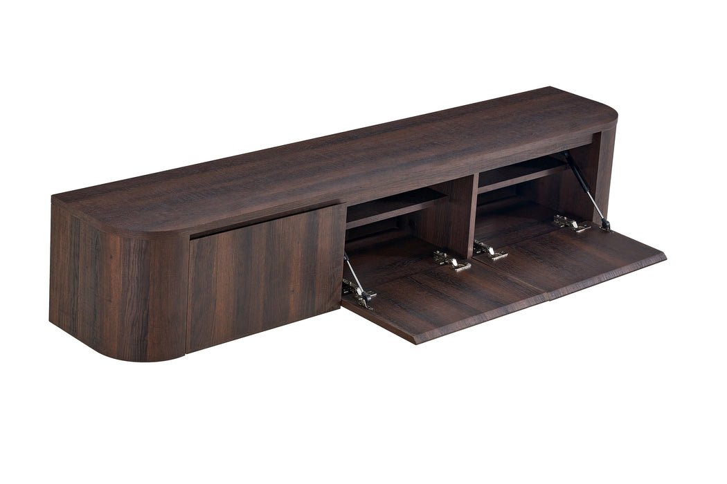 Meuble TV Suspendu Japandi SAUVERN Organique Noyer 180CM