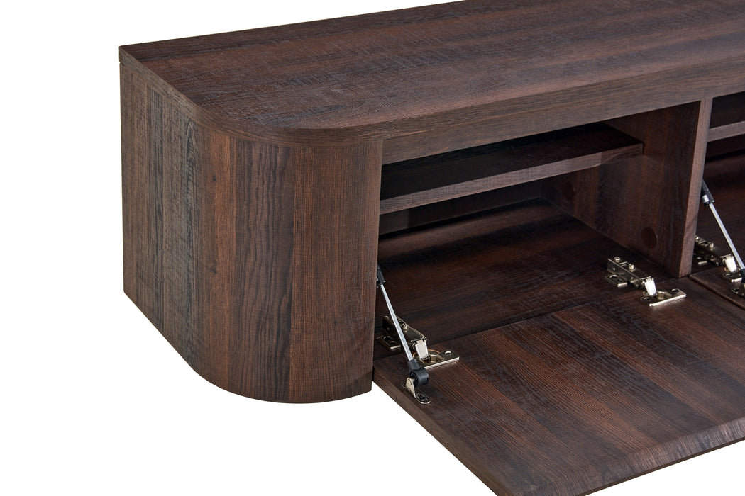 Meuble TV Suspendu Japandi SAUVERN Organique Noyer 180CM