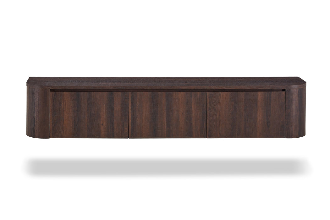 Meuble TV Suspendu Japandi SAUVERN Organique Noyer 180CM