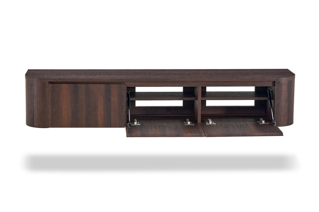 Meuble TV Suspendu Japandi SAUVERN Organique Noyer 180CM