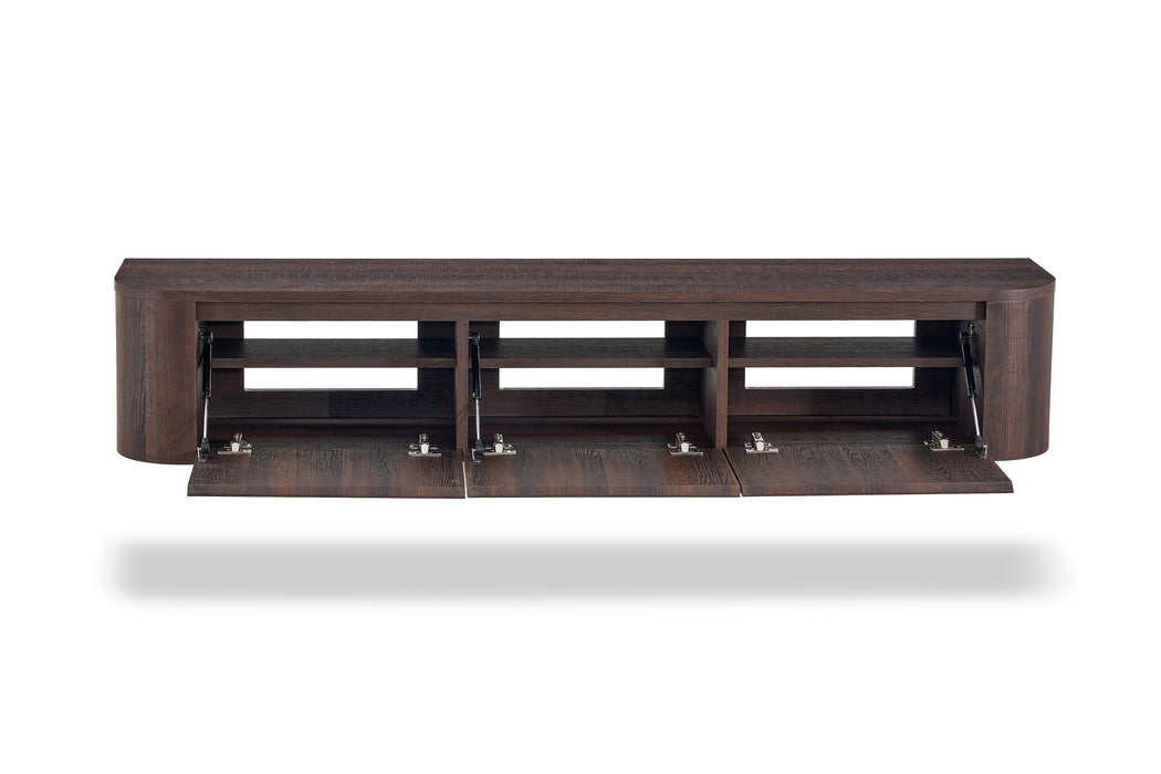 Meuble TV Suspendu Japandi SAUVERN Organique Noyer 180CM