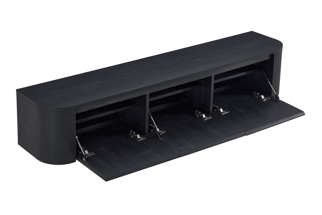 Meuble TV Suspendu Japandi SAUVERN Organique NOIR 180CM