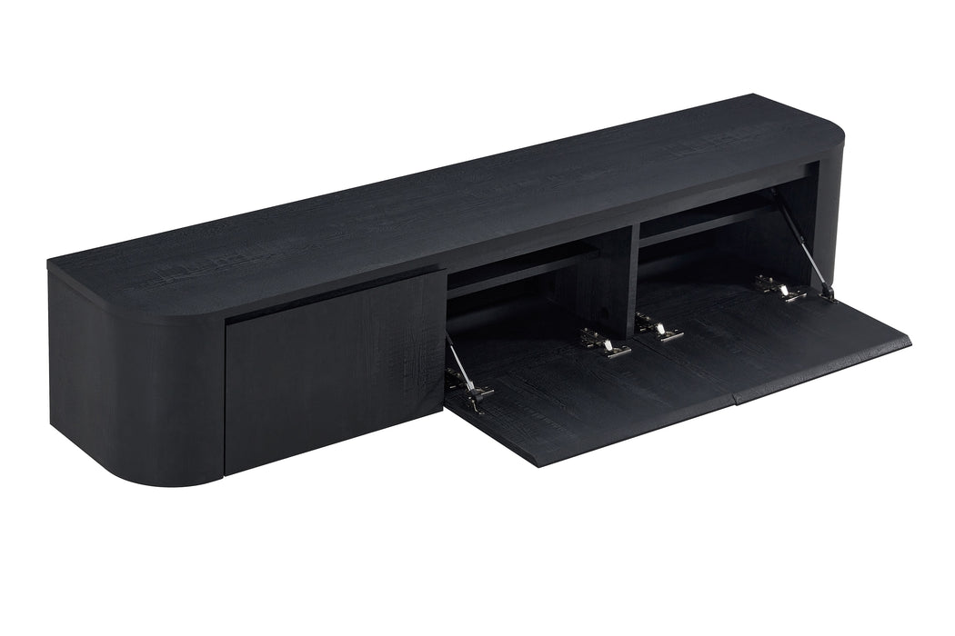 Meuble TV Suspendu Japandi SAUVERN Organique NOIR 180CM