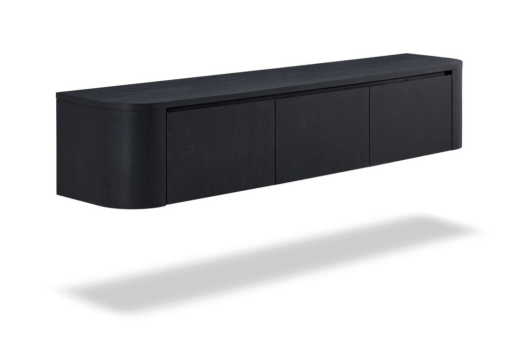 Meuble TV Suspendu Japandi SAUVERN Organique NOIR 180CM