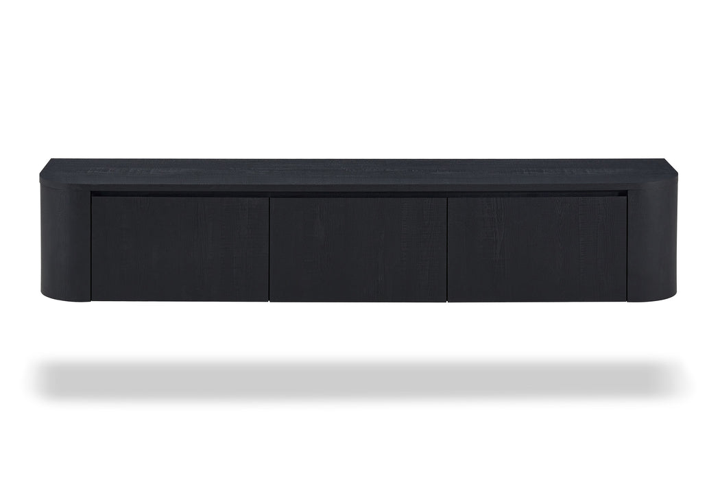 Meuble TV Suspendu Japandi SAUVERN Organique NOIR 180CM