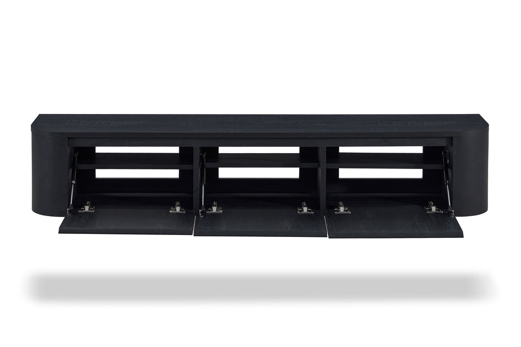 Meuble TV Suspendu Japandi SAUVERN Organique NOIR 180CM