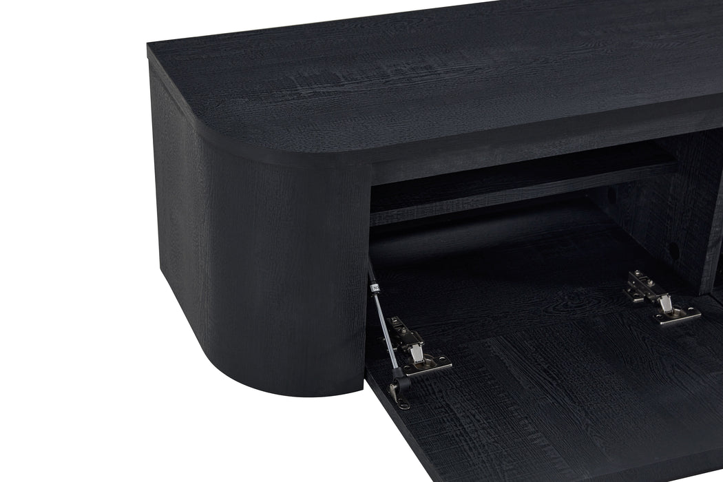 Meuble TV Suspendu Japandi SAUVERN Organique NOIR 180CM