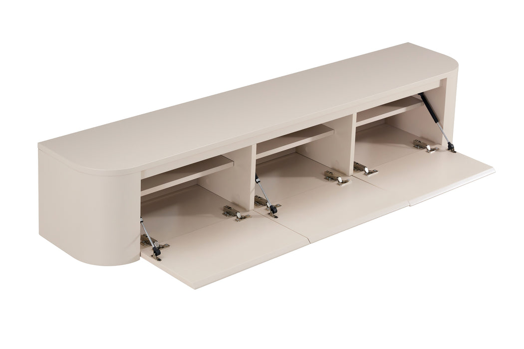 Meuble TV Suspendu Japandi SAUVERN Organique Ivoire 180CM