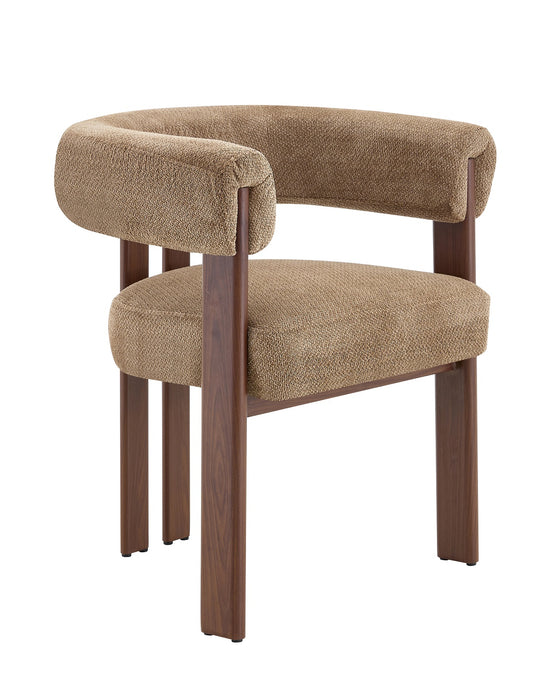 Chaise de salle à manger Japandi PARTHE Bouclé Taupe Noyer