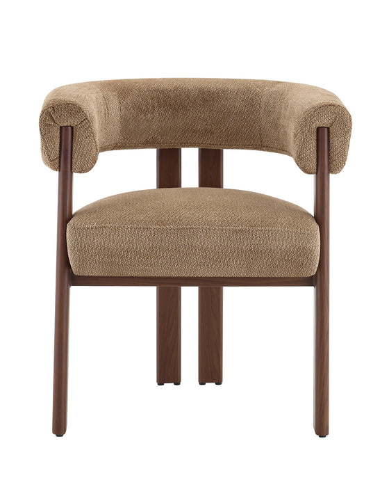 Chaise de salle à manger Japandi PARTHE Bouclé Taupe Noyer