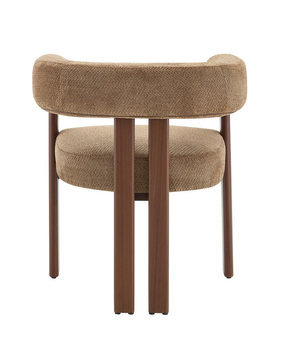 Chaise de salle à manger Japandi PARTHE Bouclé Taupe Noyer