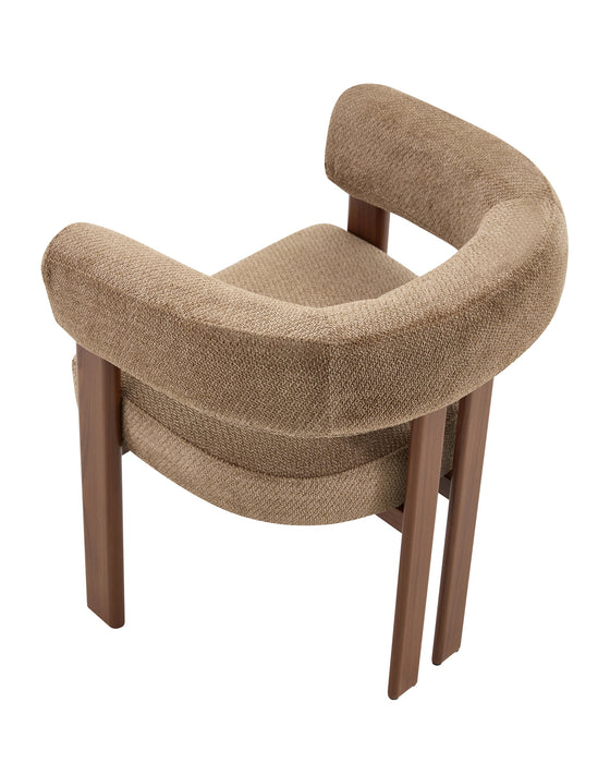 Chaise de salle à manger Japandi PARTHE Bouclé Taupe Noyer