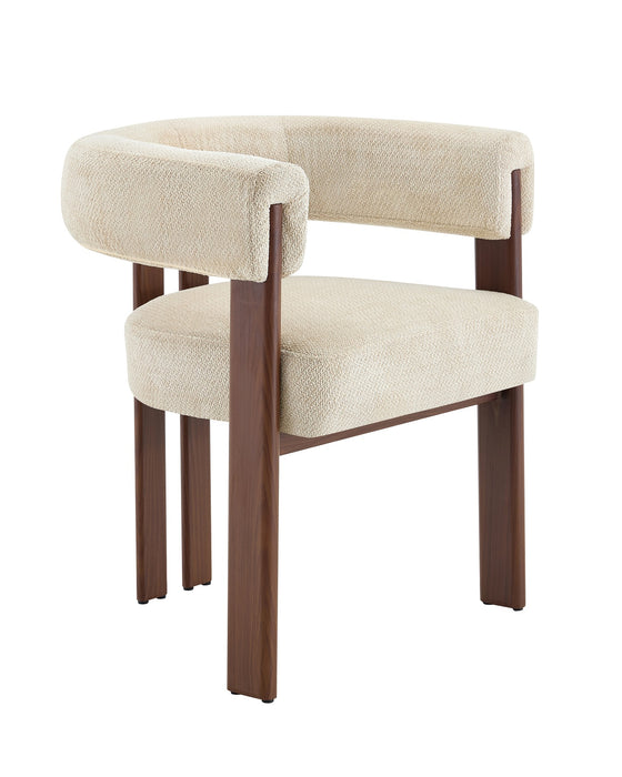 Chaise de salle à manger Japandi PARTHE Bouclé Stone Noyer