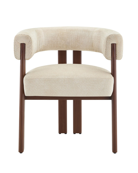 Chaise de salle à manger Japandi PARTHE Bouclé Stone Noyer