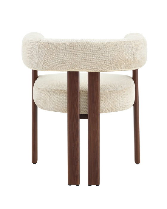 Chaise de salle à manger Japandi PARTHE Bouclé Stone Noyer