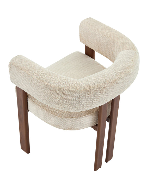 Chaise de salle à manger Japandi PARTHE Bouclé Stone Noyer