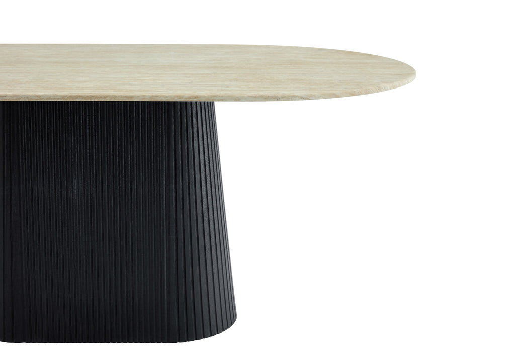 Japandi Esstisch Gemont Sintered Stone Travertin Optik 180 cm Schwarz