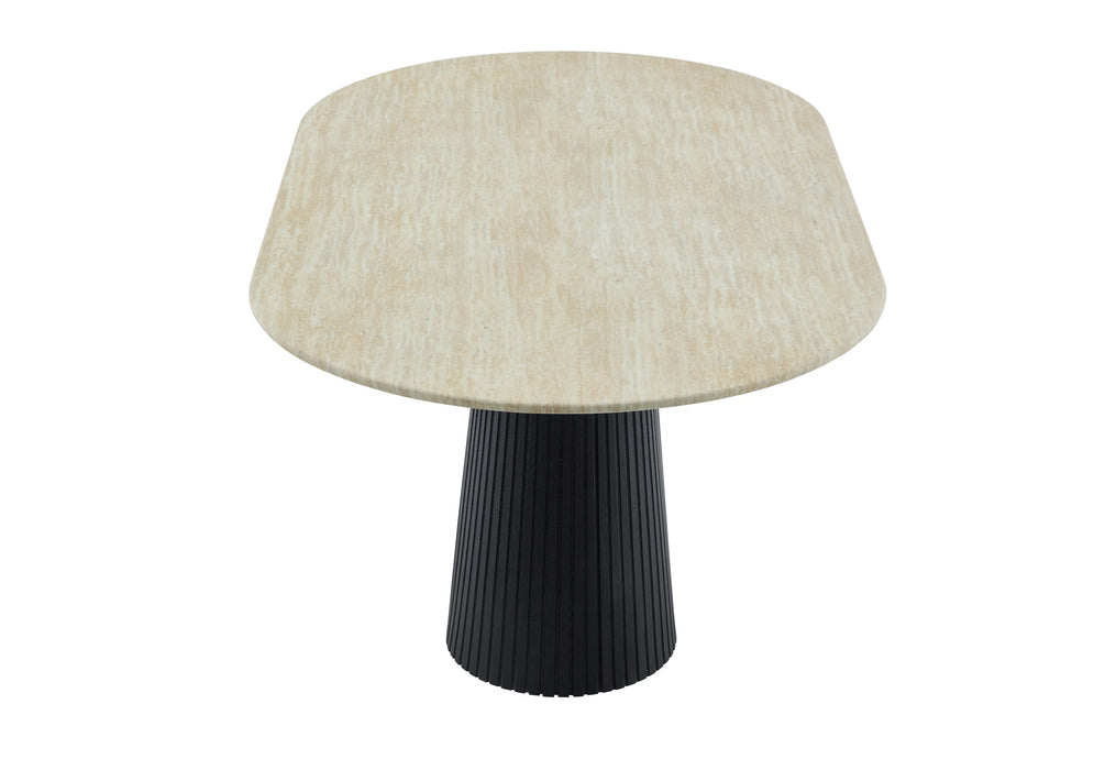 Japandi Esstisch Gemont Sintered Stone Travertin Optik 180 cm Schwarz