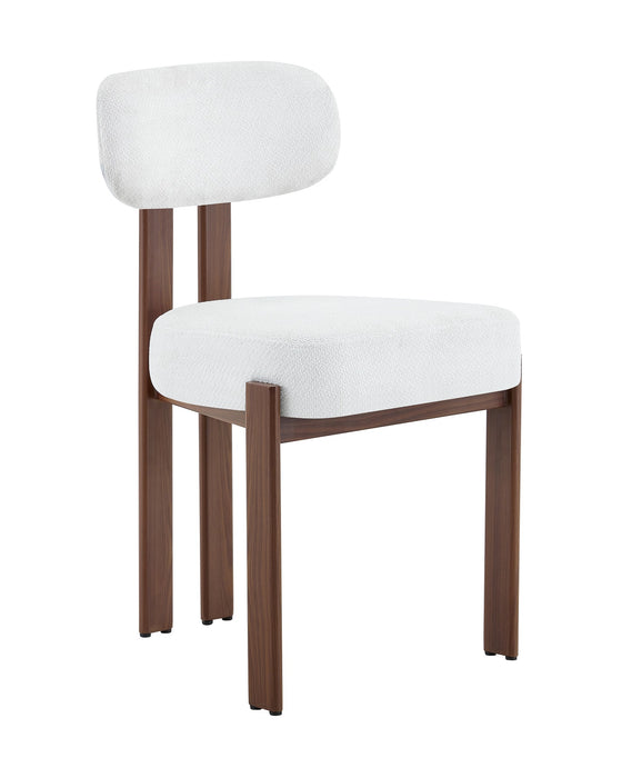 Japandi Esszimmerstuhl Caen Bouclé Creme Walnuss