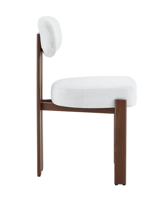 Japandi Esszimmerstuhl Caen Bouclé Creme Walnuss