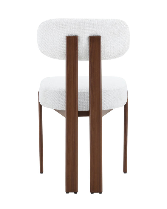 Japandi Esszimmerstuhl Caen Bouclé Creme Walnuss