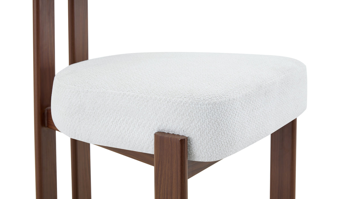 Japandi Esszimmerstuhl Caen Bouclé Creme Walnuss