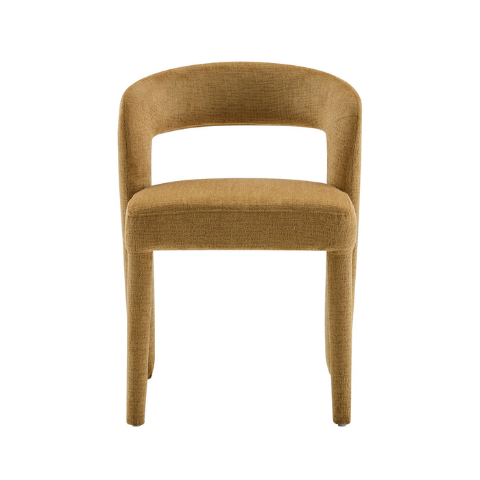 Japandi Eetkamerstoel ANDUZ Bouclé Cognac