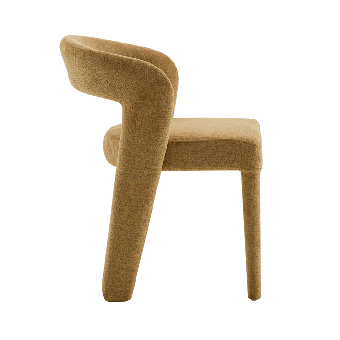 Japandi Eetkamerstoel ANDUZ Bouclé Cognac