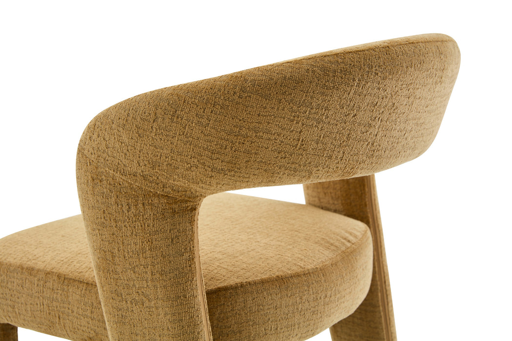 Japandi Eetkamerstoel ANDUZ Bouclé Cognac
