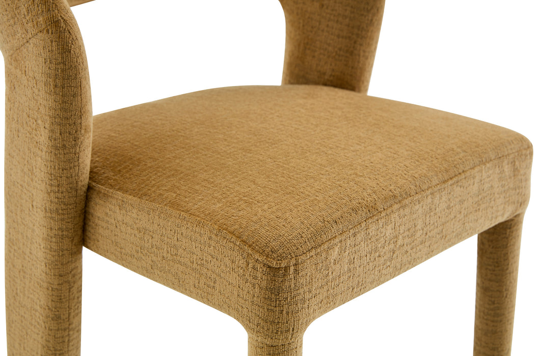 Japandi Eetkamerstoel ANDUZ Bouclé Cognac