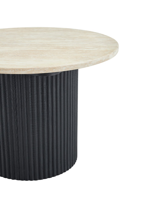 Table Basse Japandi Gemont Set 2-en-1 Aspect Travertin Noir