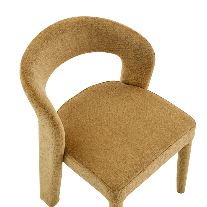 Japandi Eetkamerstoel ANDUZ Bouclé Cognac