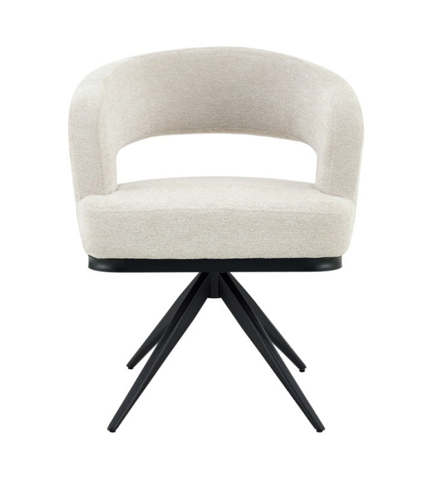 Japandi Eetkamerstoel Belfort Bouclé Stone Set van 4