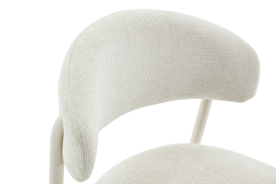 Japandi Esszimmerstuhl CHAUM Leinen Taupe Elfenbein
