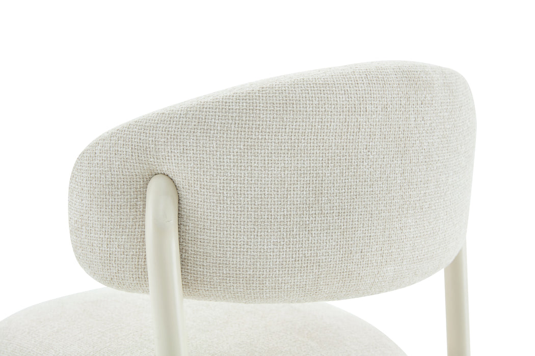 Japandi Esszimmerstuhl CHAUM Leinen Taupe Elfenbein