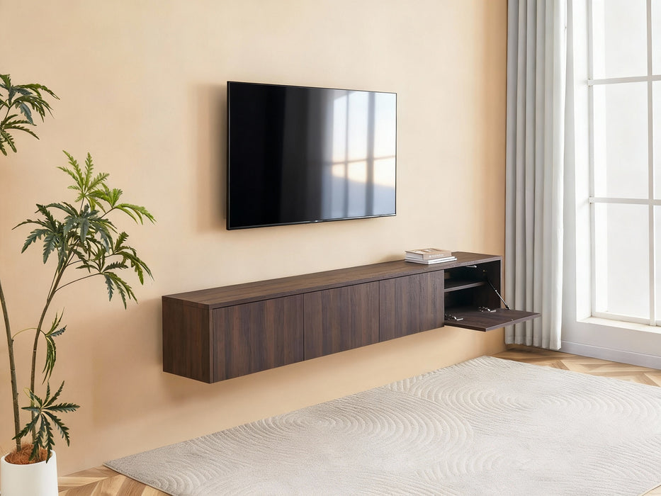 Meuble TV suspendu Japandi VIEUX NOYER 240CM