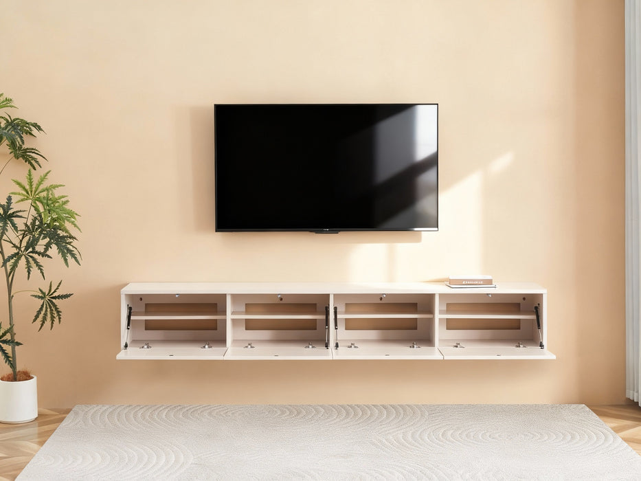 Meuble TV Suspendu Japandi SAUVERN Ivoire 240CM