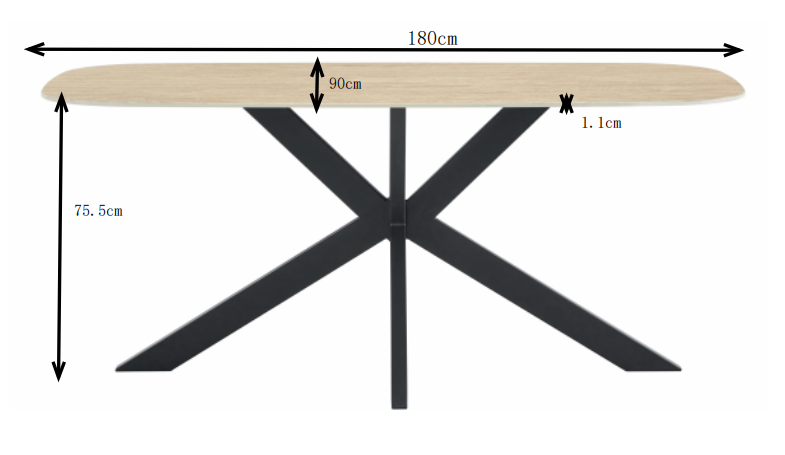 Eettafel VABRE Keramiek Travertin Look 180 cm