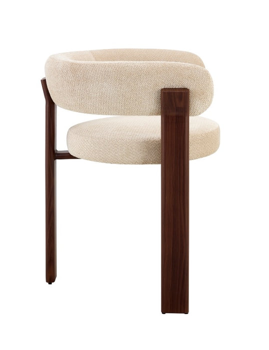 Chaise de salle à manger Japandi CARAT Bouclé Stone