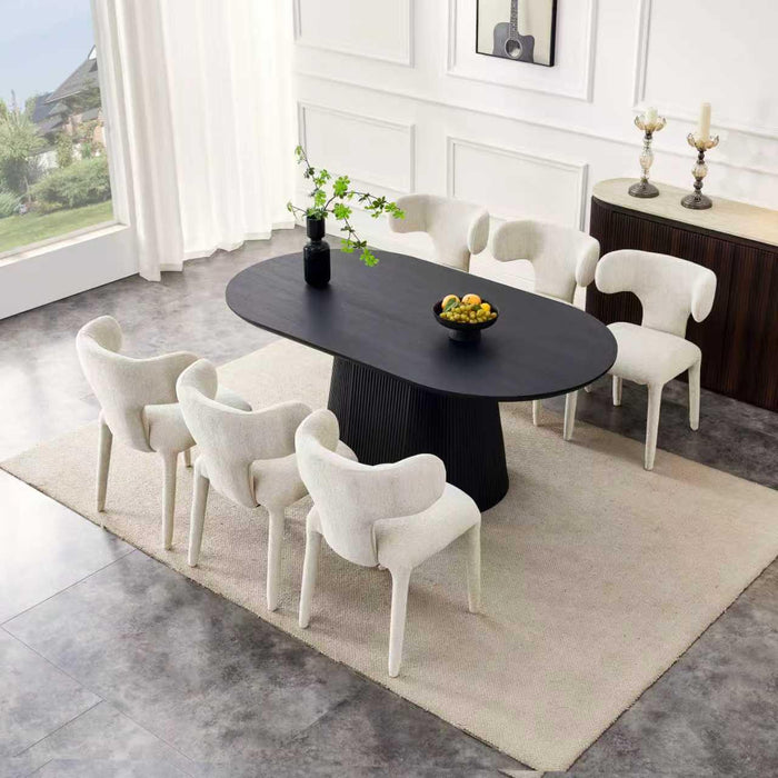 Chaise de salle à manger Japandi AVORIA Bouclé Stone