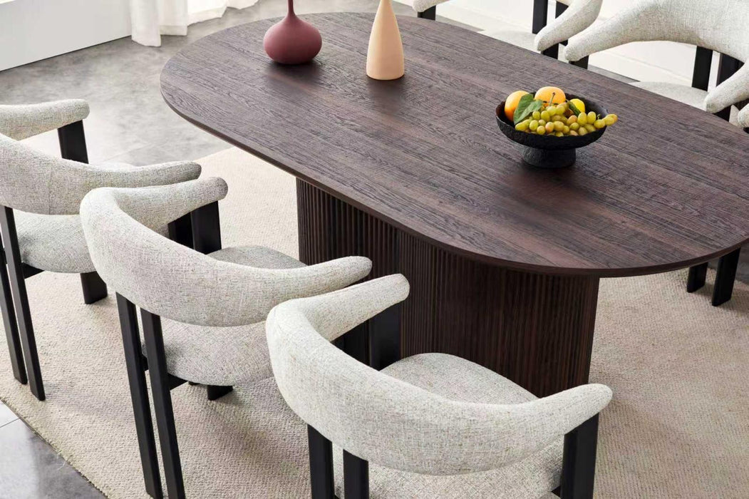 Chaise de Salle à Manger Japandi MOUZ Bouclé Stone