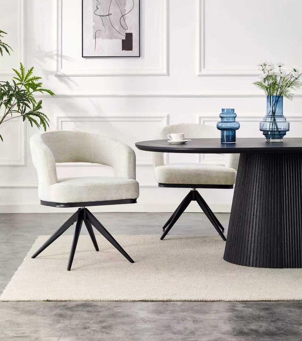 Chaise de salle à manger Japandi Belfort – Bouclé Stone