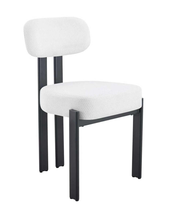 Japandi Eetkamerstoel Caen Bouclé Crème Set van 4