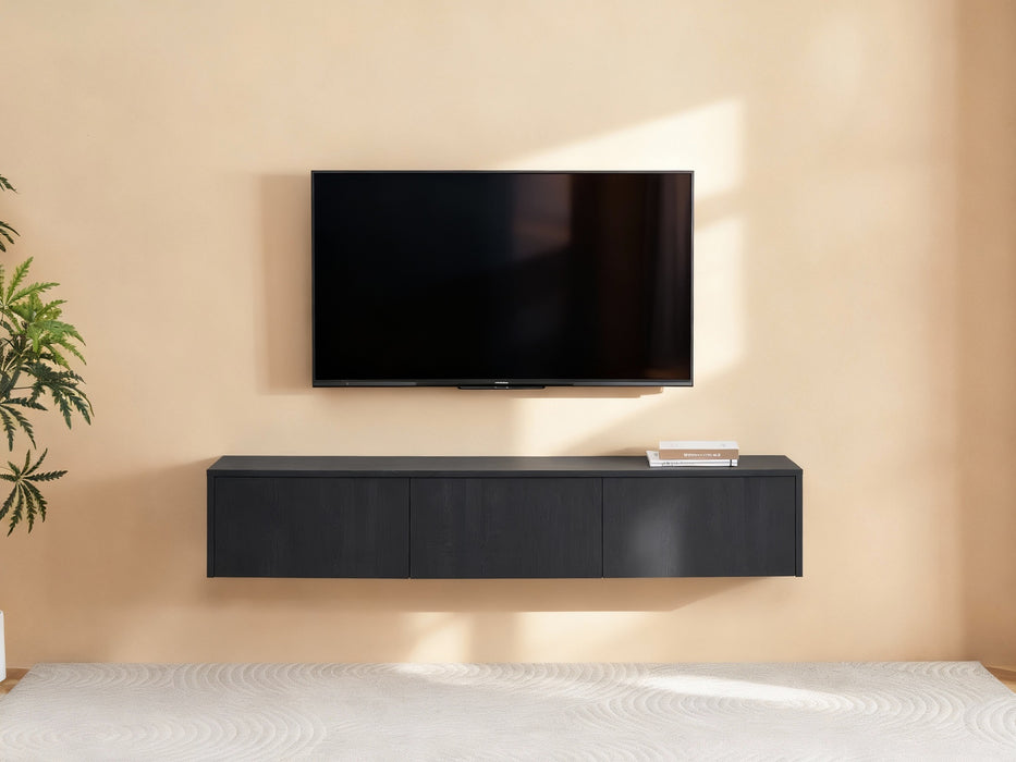 Meuble TV suspendu Japandi VIEUX NOIR 180CM