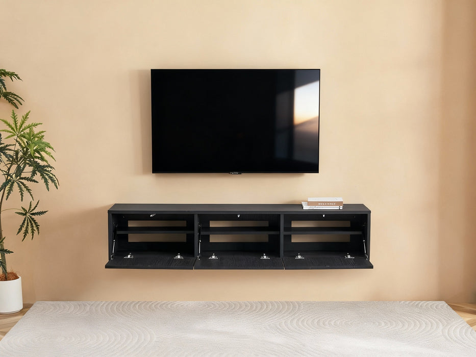 Meuble TV suspendu Japandi VIEUX NOIR 180CM