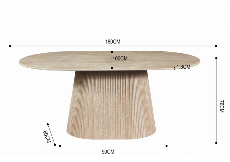 Japandi Eettafel Martin Travertin Look 180 cm