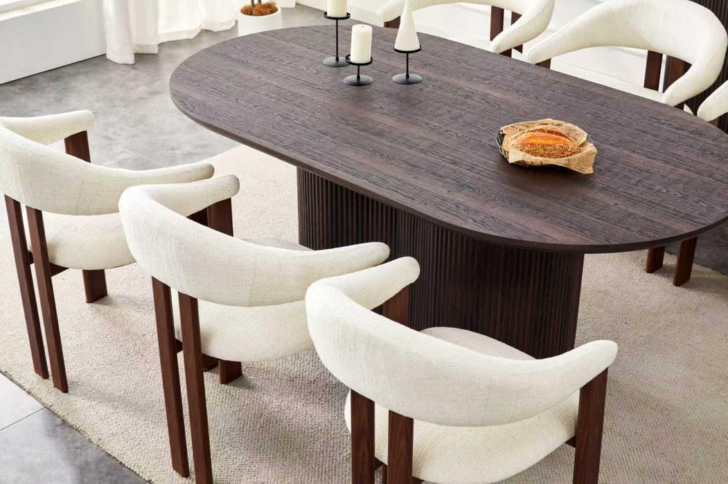 Chaise de Salle à Manger Japandi MOUZ Bouclé Crème