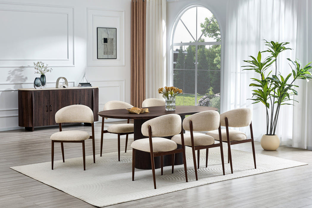 Japandi Eettafel Loubier Walnootkleur 220 cm