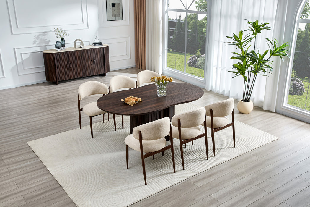 Japandi Eettafel Loubier Walnootkleur 220 cm