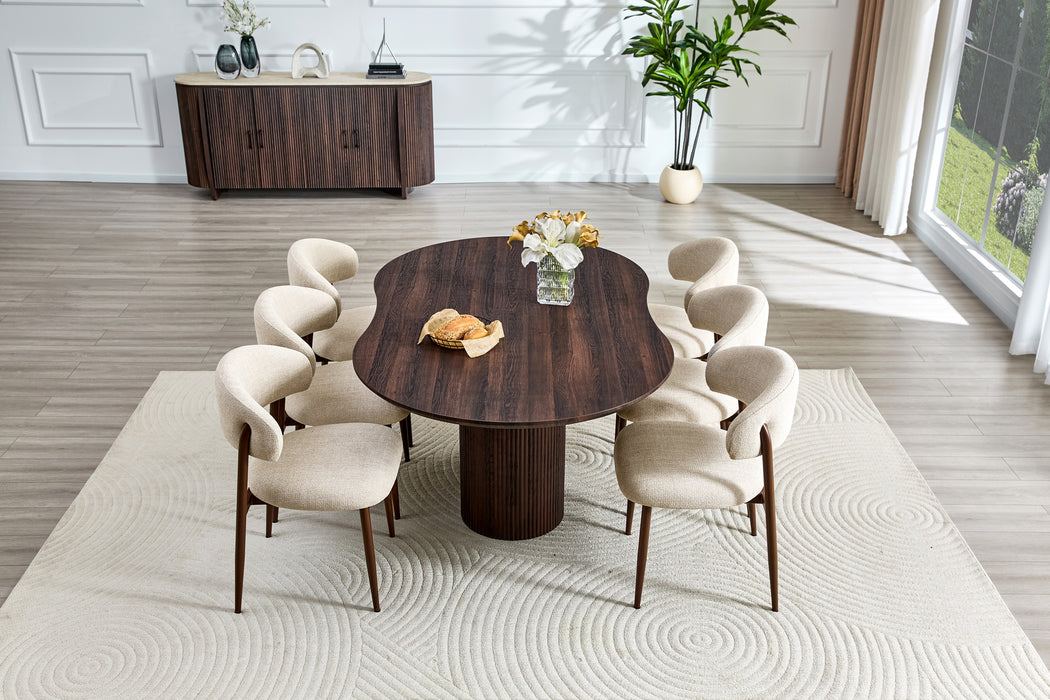 Japandi Eettafel Loubier Walnootkleur 220 cm